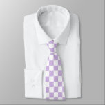 Pastel Checkerboard Controleert Patroonretro Lila Stropdas<br><div class="desc">Koel het gecheckte ontwerp van patroonkettingen. Pastel lila lavendel violet paars en wit kleine cheques aan de ketting van het dambordpatroon.</div>
