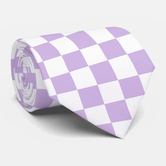 Pastel Checkerboard Controleert Patroonretro Lila Stropdas (Opgerold)