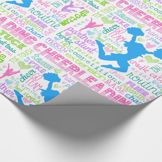 Pastel Cheerleading Words Typografie Cadeaupapier (Hoek)