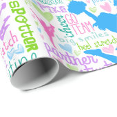 Pastel Cheerleading Words Typografie Cadeaupapier (Rol Hoek)