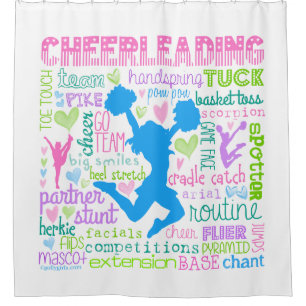 Pastel Cheerleading Words Typografie Douchegordijn