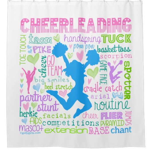 Pastel Cheerleading Words Typografie Douchegordijn (Voorkant)