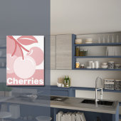Pastel Cherries Roze & White Kitchen Decor Canvas Afdruk