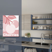 Pastel Cherries Roze & White Kitchen Decor