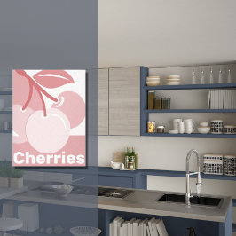 Pastel Cherries Roze & White Kitchen Decor Canvas Afdruk