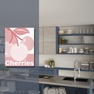 Pastel Cherries Roze & White Kitchen Decor Canvas Afdruk