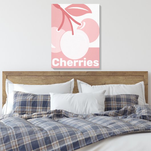 Pastel Cherries Roze & White Kitchen Decor Canvas Afdruk (Insitu (Slaapkamer))