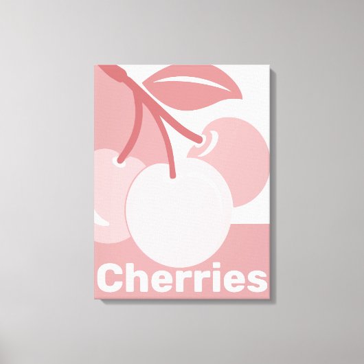 Pastel Cherries Roze & White Kitchen Decor Canvas Afdruk (Voorkant)