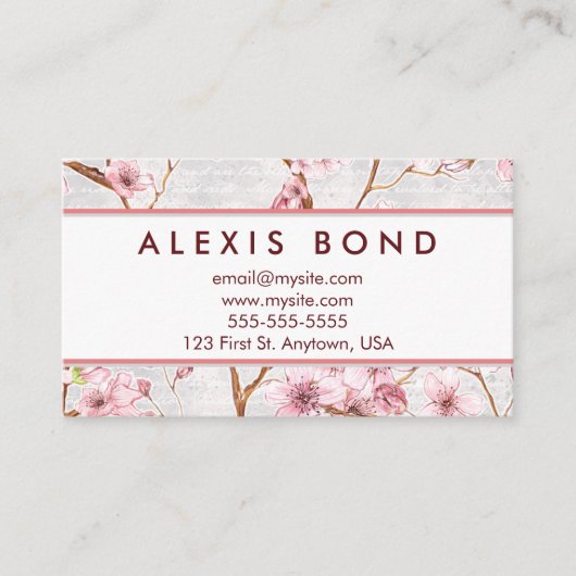 Pastel Cherry Blossom Design Visitekaartje (Voorkant)
