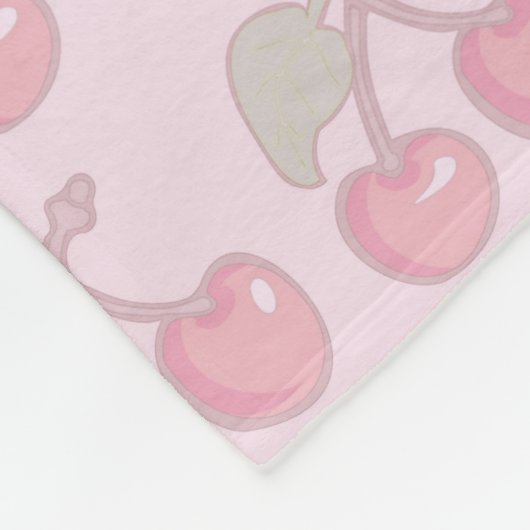 Pastel Cherry Pattern op Roze Fleece Deken (Hoek)