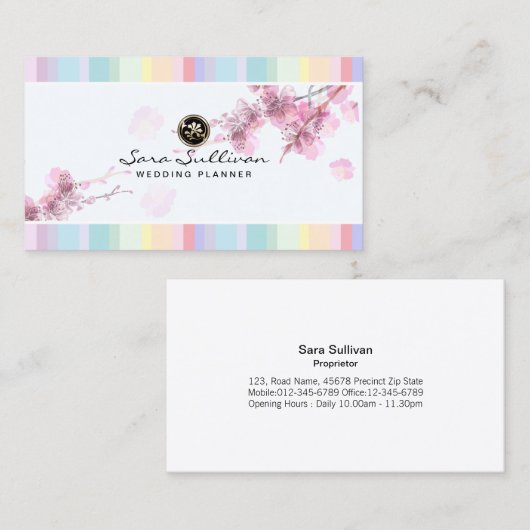Pastel CherryBlossom Wedding Planner Visitekaartje (Voorkant / Achterkant)