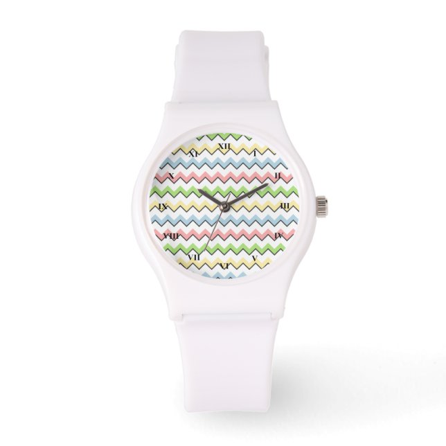 Pastel Chevron-Drop Shadow by Shirley Taylor Horloge (Voorkant)