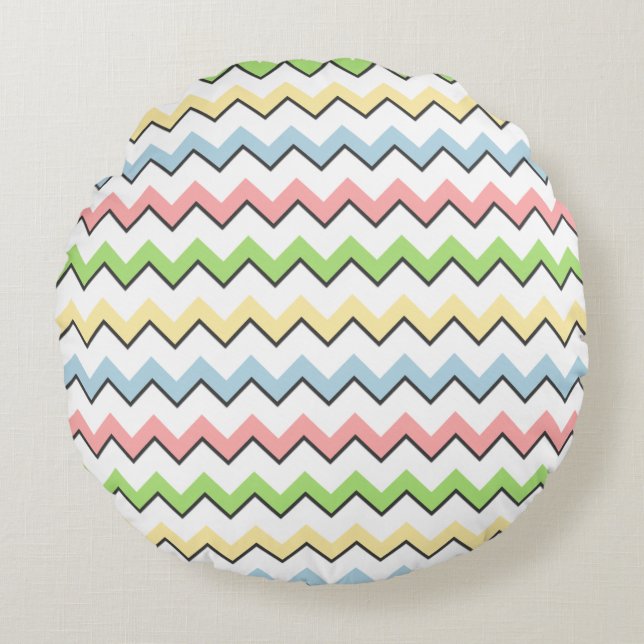 Pastel Chevron-Drop Shadow by Shirley Taylor Rond Kussen (Voorkant)
