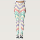 Pastel Chevron Galaxy Stars Mint Pink Purple Leggings (Voorkant)