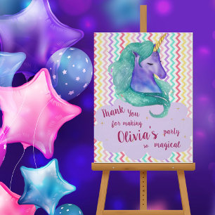Pastel Chevron Magical Dank u Unicorn Birthday Poster