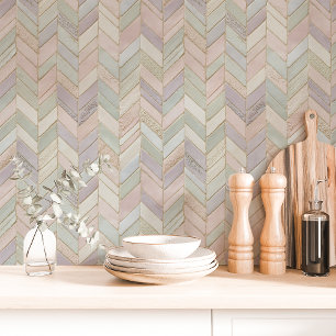 Pastel Chevron Marble Tegel Behang