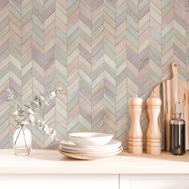 Pastel Chevron Marble Tegel Behang (Creator heeft geüpload)