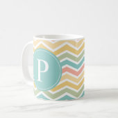 Pastel Chevron Monogram Roze Geel Blauw Koffiemok (Voorkant links)