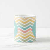 Pastel Chevron Monogram Roze Geel Blauw Koffiemok (Center)