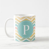 Pastel Chevron Monogram Roze Geel Blauw Koffiemok (Links)
