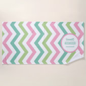 Pastel Chevron Monogrammed Beach Towel Strandlaken (Voorkant)