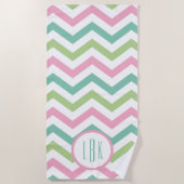 Pastel Chevron Monogrammed Beach Towel Strandlaken (Voorkant)