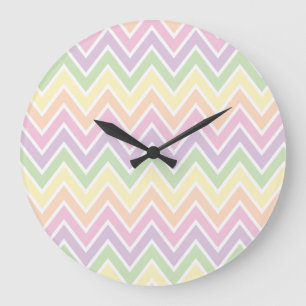 Pastel Chevron Stripe Grote Klok