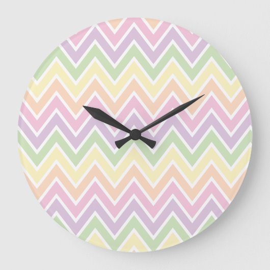 Pastel Chevron Stripe Grote Klok (Voorkant)