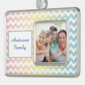 Pastel Chevron Verzilverd Omlijst Ornament (Links)