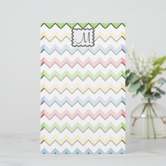 Pastel Chevron with Monogram by Shirley Taylor Briefpapier (Staand voorkant)