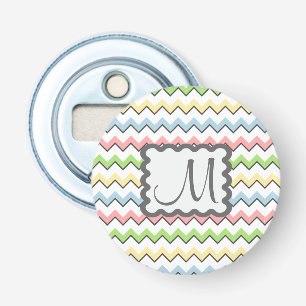 Pastel Chevron with Monogram by Shirley Taylor Button Flesopener