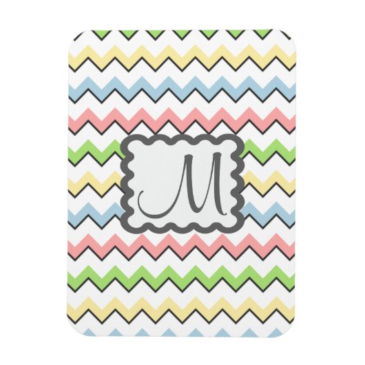 Pastel Chevron with Monogram by Shirley Taylor Magneet (Verticaal)