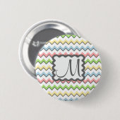 Pastel Chevron with Monogram by Shirley Taylor Ronde Button 5,7 Cm (Voorkant /achterkant)