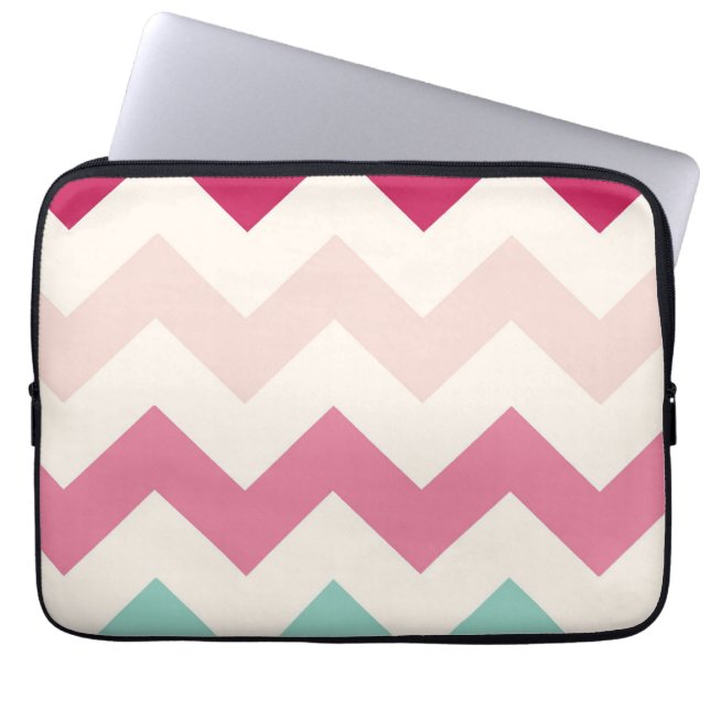 Pastel chevron zigzag strepen zigzag patronen zzag laptop sleeve (Voorkant)