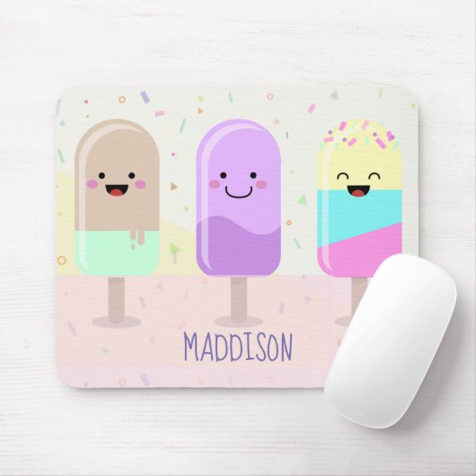 Pastel Chibi Ice Lollies Cute Personalized Muismat (Met muis)