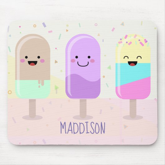 Pastel Chibi Ice Lollies Cute Personalized Muismat (Voorkant)