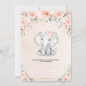 Pastel Chic Blush Floral Elephant Baby shower Kaart (Achterkant)