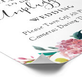 Pastel Chic Floral Unplugged Wedding Ceremony Sign Poster (Hoek)