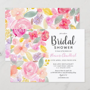 Pastel chic roze florale waterverf vrijgezellenfee kaart