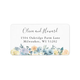 Pastel Chic Vanilla Blue Floral Elegant Adres Etiket