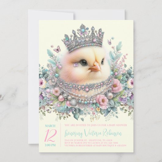  Pastel Chick Baby shower Kaart (Voorkant)