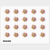 Pastel Chicken met Flowers Design Ronde Sticker (Vel)