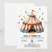 Pastel Children's Magic Circus Verjaardag Kaart (Voorkant / Achterkant)