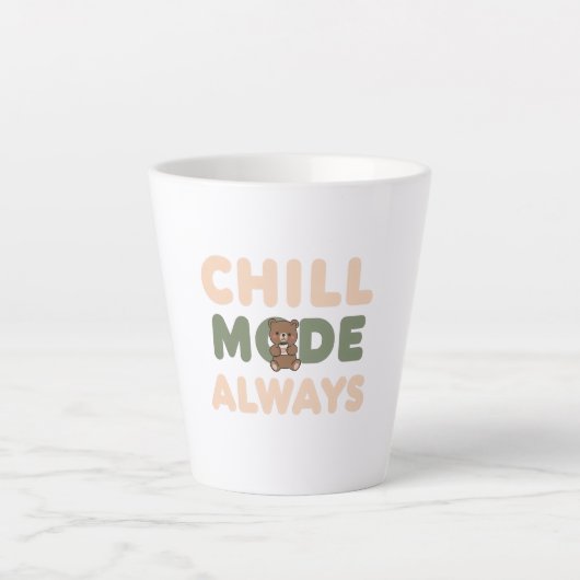 Pastel "Chill Mode Altijd" Citaat Latte Mok (Voorkant)