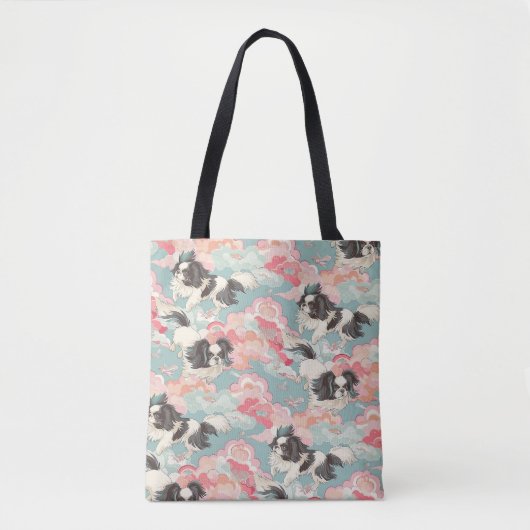 Pastel Chiyogami Shih Tsu Dog Pattern Tote Bag (Voorkant)