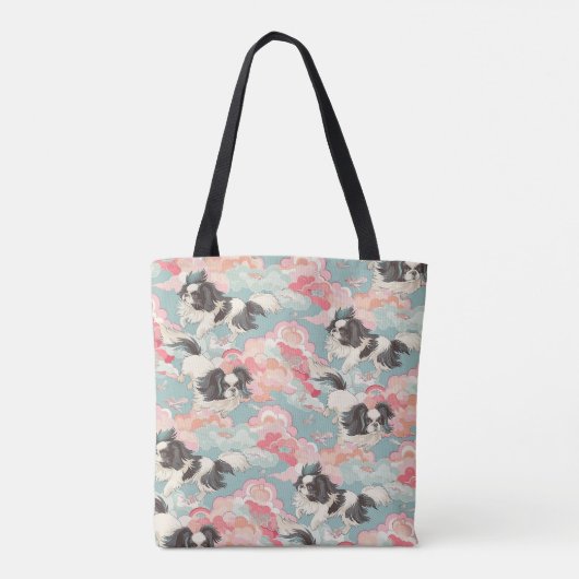 Pastel Chiyogami Shih Tsu Dog Pattern Tote Bag (Achterkant)
