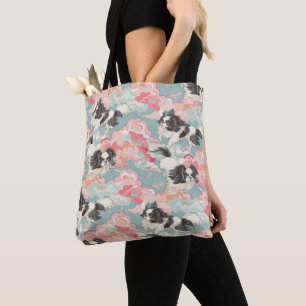Pastel Chiyogami Shih Tsu Dog Pattern Tote Bag