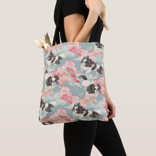 Pastel Chiyogami Shih Tsu Dog Pattern Tote Bag (Dichtbij)