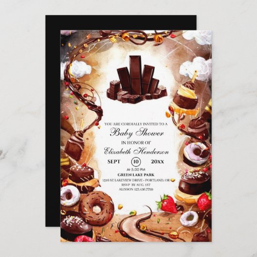 Pastel Chocolade Baby shower Kaart (Voorkant / Achterkant)