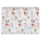 Pastel Christian Christmas Reindeer Gift Bag Groot Cadeauzakje (Voorkant)